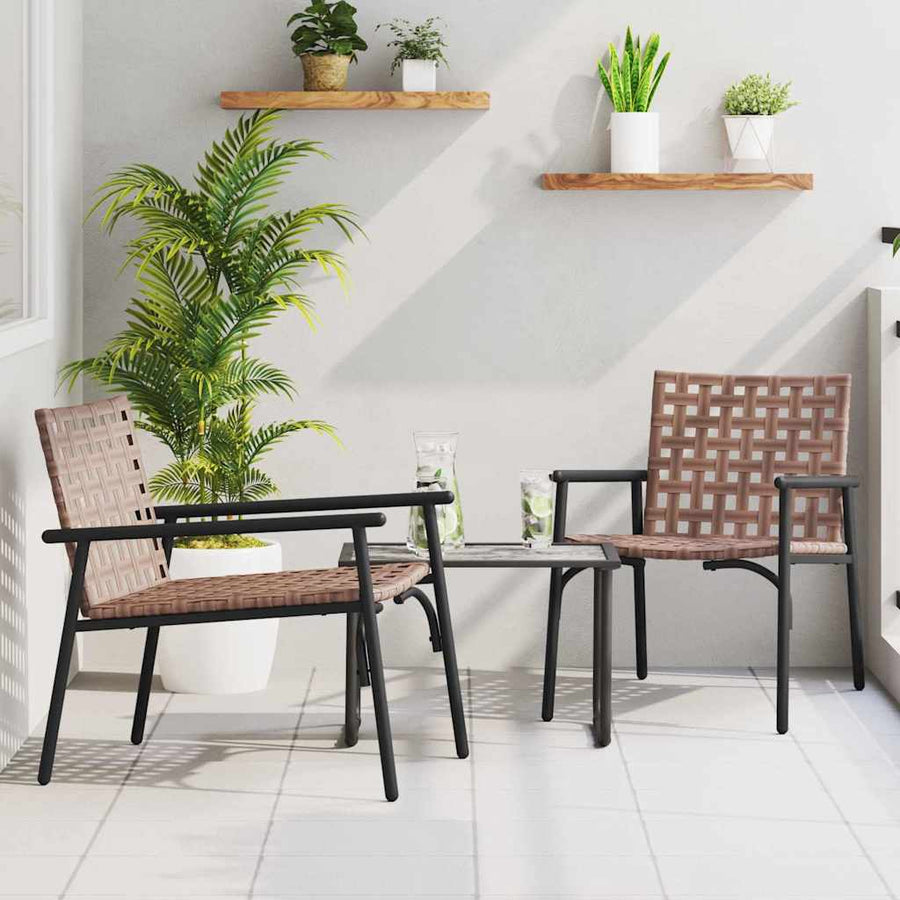 Tuinstoel 2 Pcs Bruin Poly Rattan 78 x 55,5 x 75,5 cm