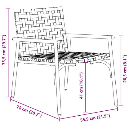 Tuinstoel 2 Pcs Bruin Poly Rattan 78 x 55,5 x 75,5 cm