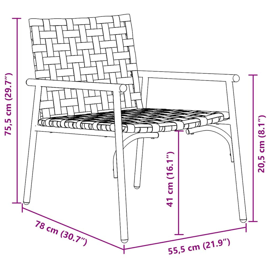 Tuinstoel 2 Pcs Bruin Poly Rattan 78 x 55,5 x 75,5 cm