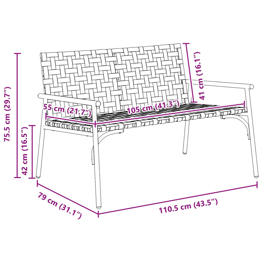 Tuinstoel Bruin 110,5 x 79 x 75,5 cm poly rattan