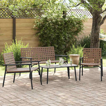 Tuin eettafelset 4 pcs Bruin poly rattan