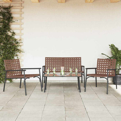 Tuin eettafelset 4 pcs Bruin poly rattan