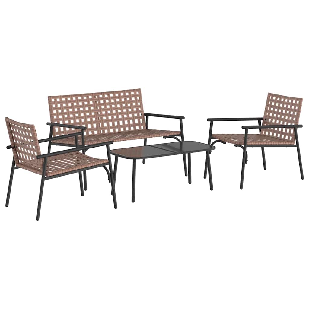 Tuin eettafelset 4 pcs Bruin poly rattan