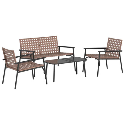 Tuin eettafelset 4 pcs Bruin poly rattan