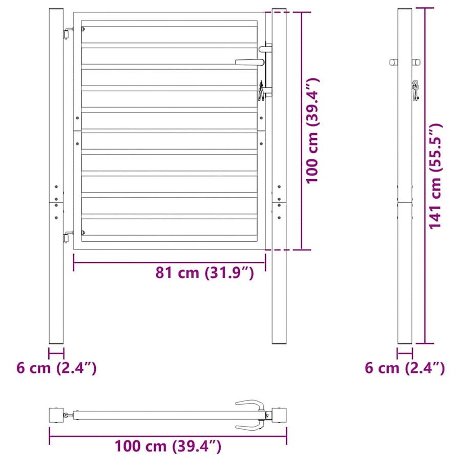 Tuinhek Afsluitbaar Aluminium Zwart 100 x 100 cm