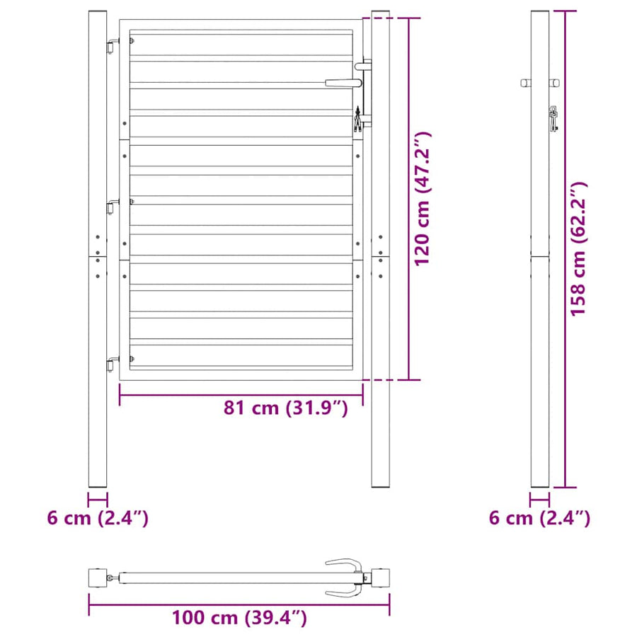 Tuinhek Afsluitbaar Aluminium Zwart 100 x 120 cm
