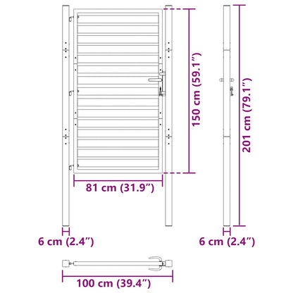 Tuinpoort Afsluitbaar Aluminium Zwart 100 x 150 cm