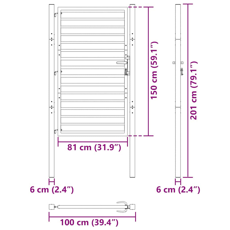Tuinpoort Afsluitbaar Aluminium Zwart 100 x 150 cm