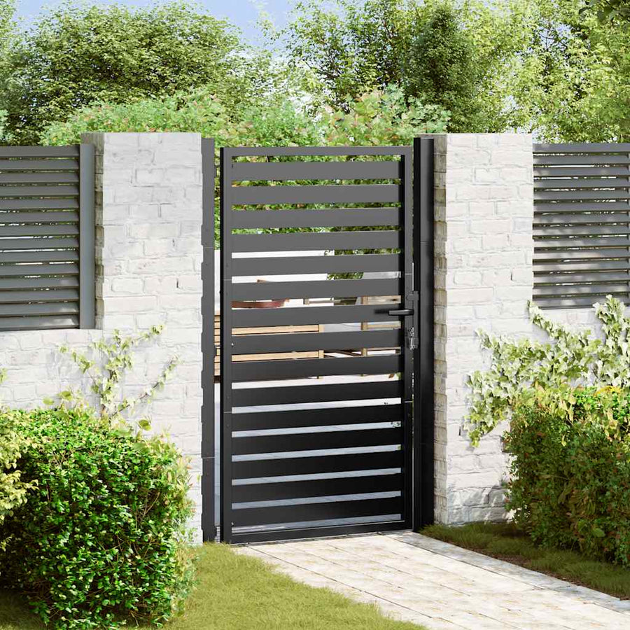 Tuinpoort Afsluitbaar Aluminium Zwart 100 x 150 cm