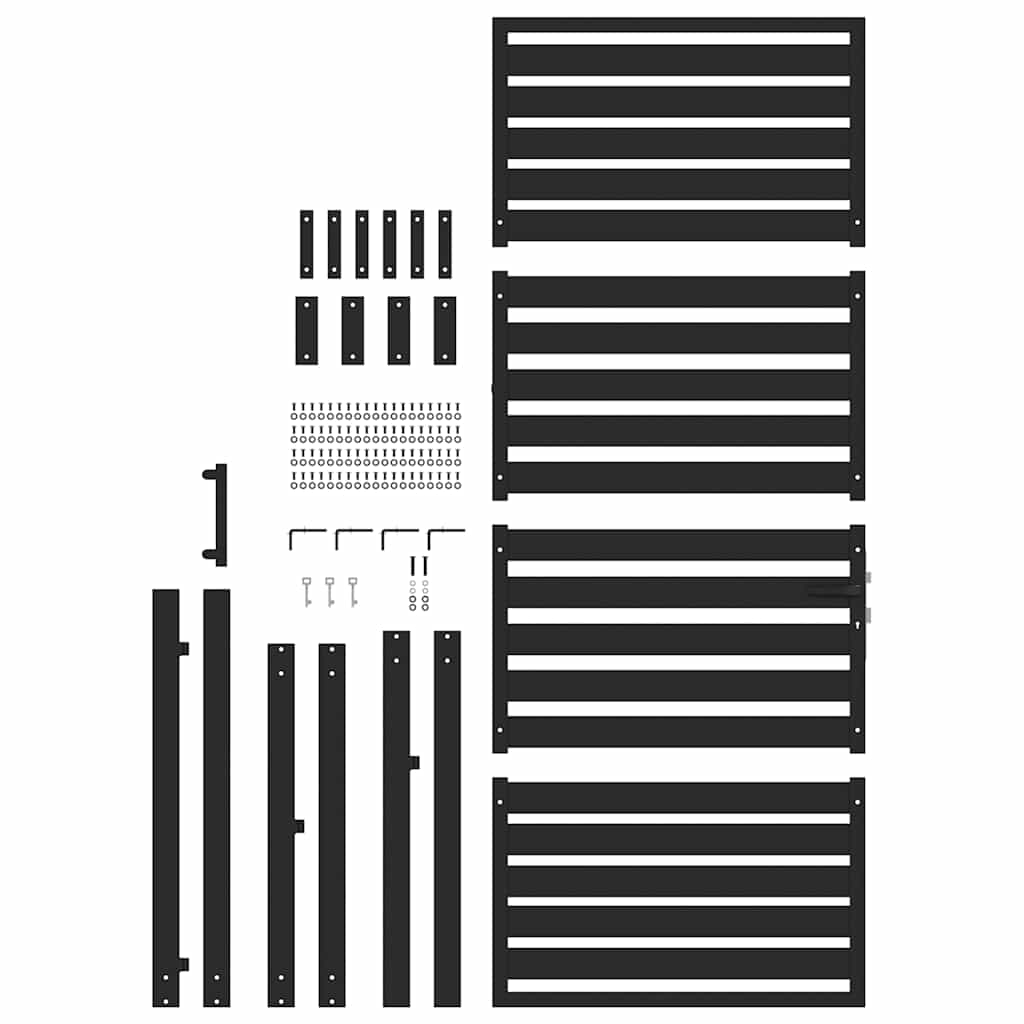 Tuinhek Afsluitbaar Aluminium Zwart 100 x 200 cm