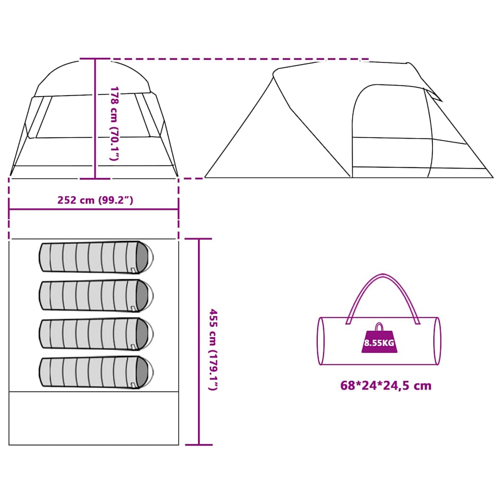 Koepeltent met afneembare regenhoes Groen 335 x 243 x 182 cm