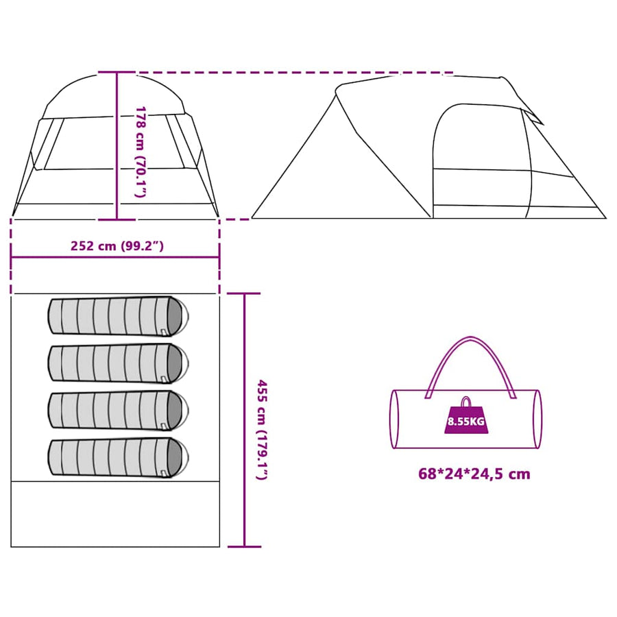 Koepeltent met afneembare regenhoes Groen 335 x 243 x 182 cm