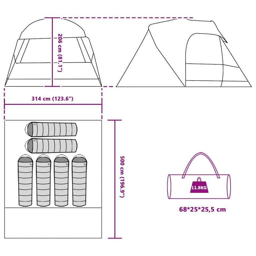 Koepeltent met dak met opslag Groen 396 x 304 x 193 cm