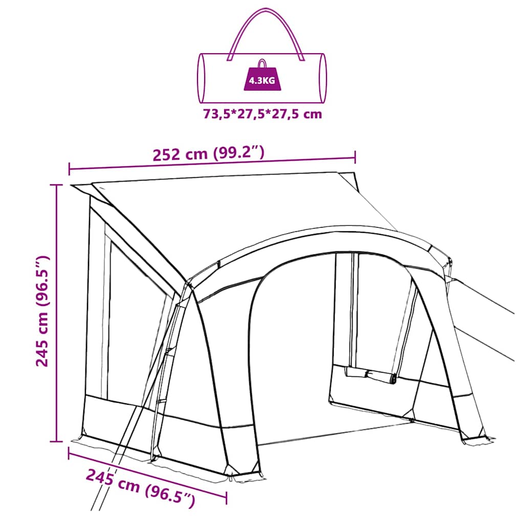 Caravan Tent met dak Grijs en Oranje 330 x 250 x 245 cm