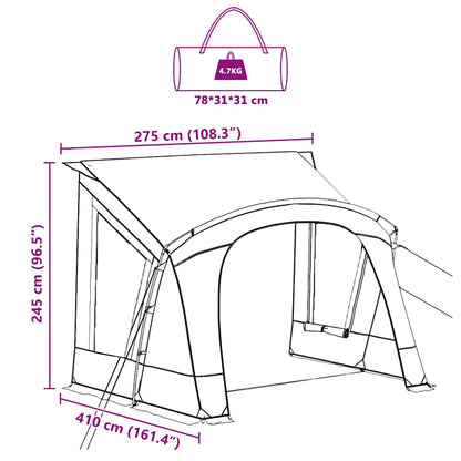 Caravan Tent met dak met opslag Groen 400 x 270 x 245 cm