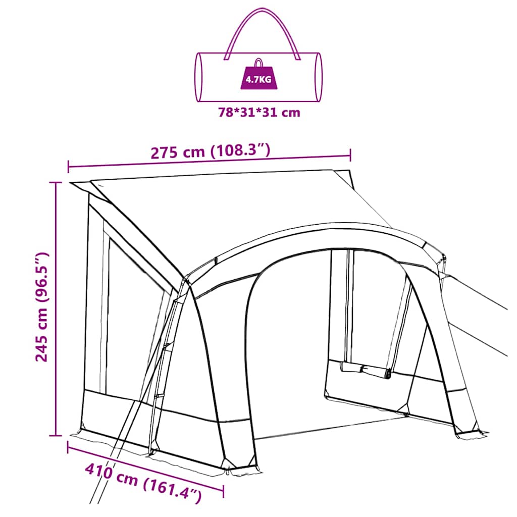 Caravan Tent met dak met opslag Blauw 400 x 270 x 245 cm