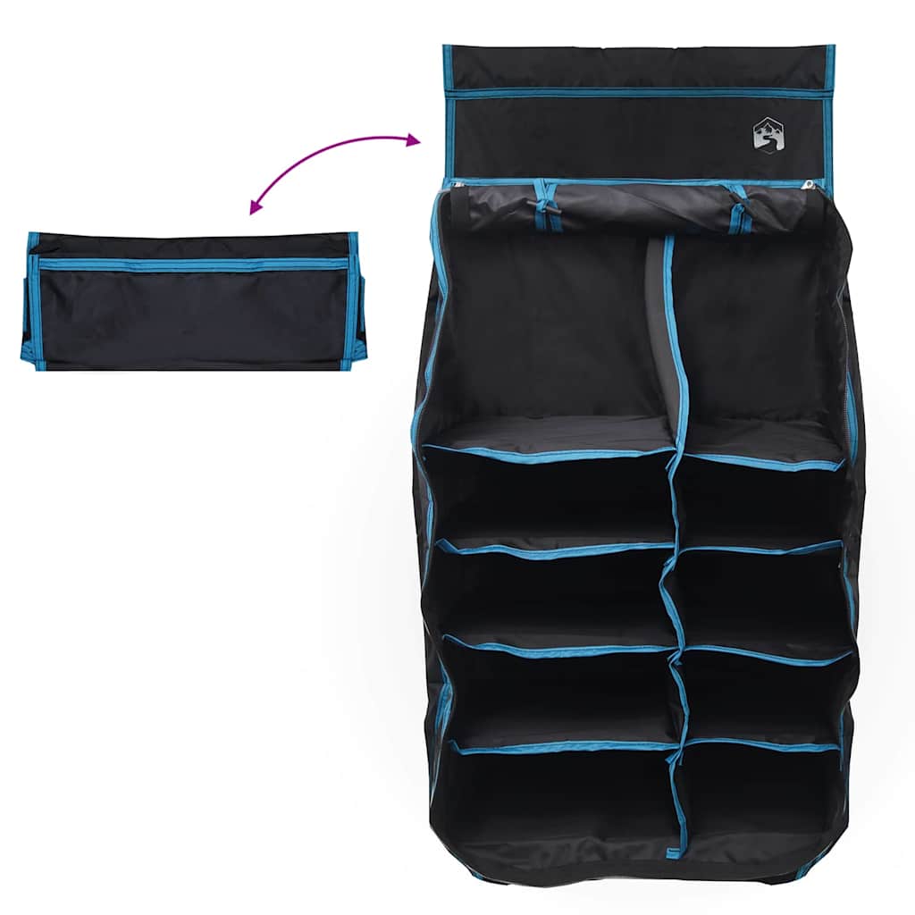 Hangende Tent Organizer 10 Vakken Zwart 40,5 x 25 x 80 cm