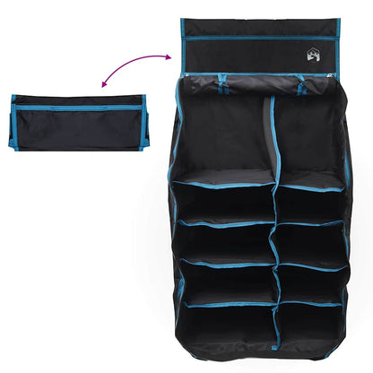 Hangende Tent Organizer 10 Vakken Zwart 40,5 x 25 x 80 cm