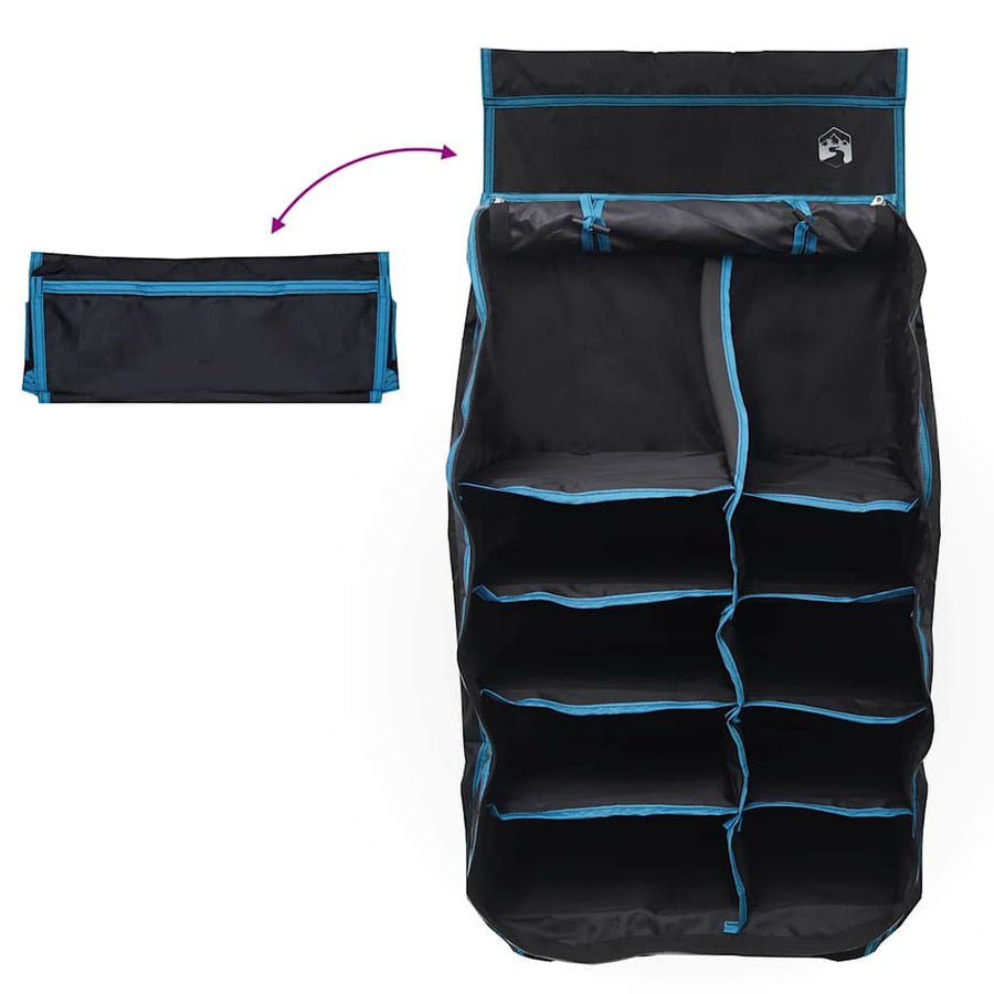 Hangende Tent Organizer 10 Vakken Zwart 40,5 x 25 x 80 cm