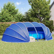 Zwembadtent 640x432x205 cm blauw polyester