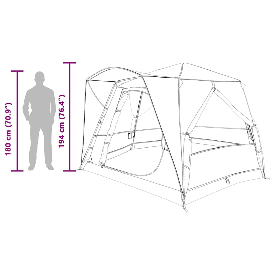 Huisje Tent met dak met opslag Groen en Wit 333 x 317 x 194 cm