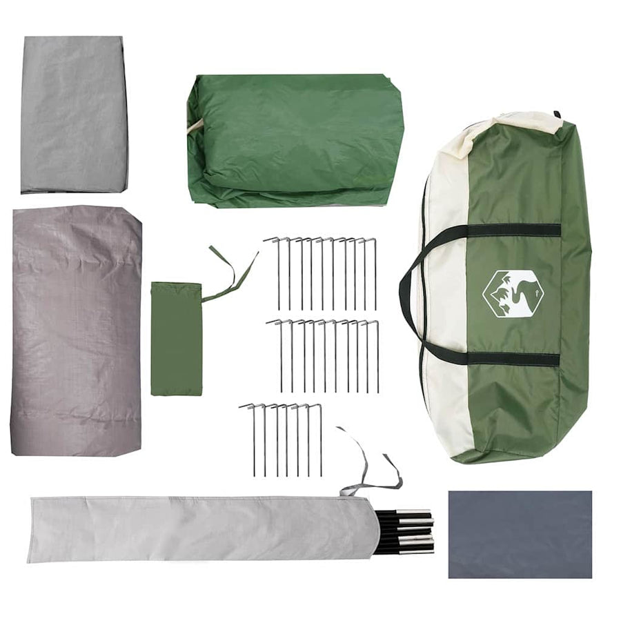 Tunneltent met dak met opslag Groen en Wit 740 x 370 x 220 cm