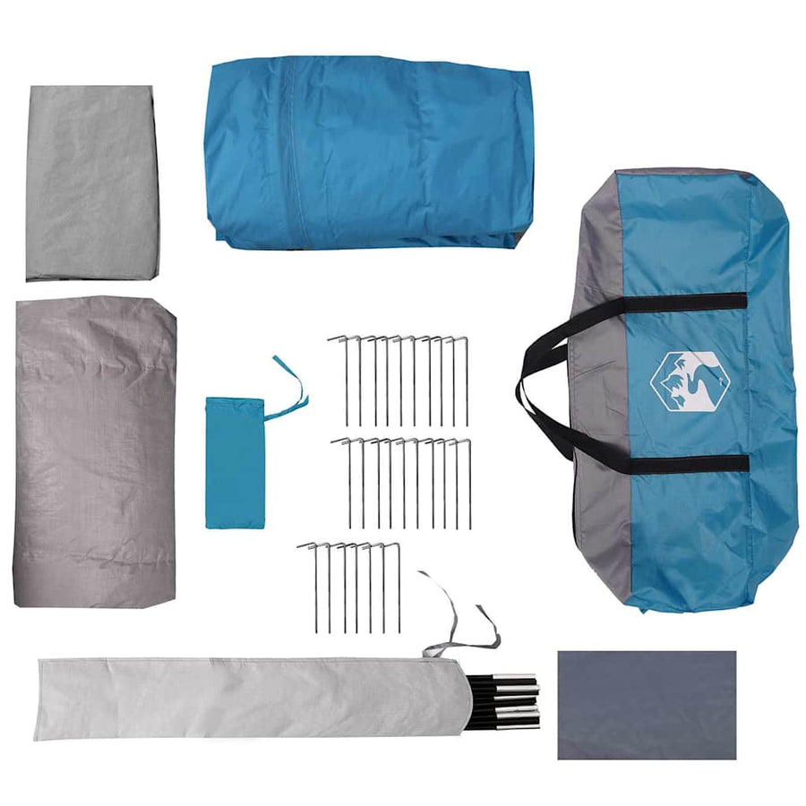 Tunneltent met dak met opslag Blauw en Grijs 740 x 370 x 220 cm