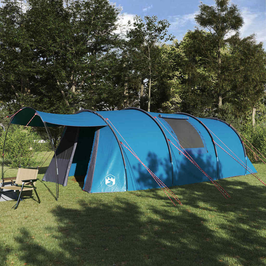 Tunneltent met dak met opslag Blauw en Grijs 740 x 370 x 220 cm