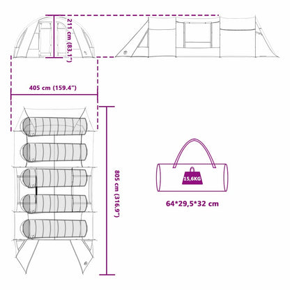 Tunneltent met dak Grijs en Oranje 778 x 356 x 210 cm