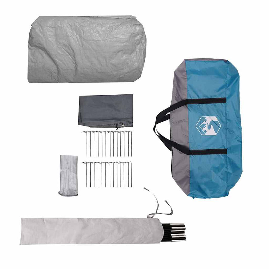 Tunneltent met dak met opslag Blauw en Grijs 700 x 590 x 215 cm