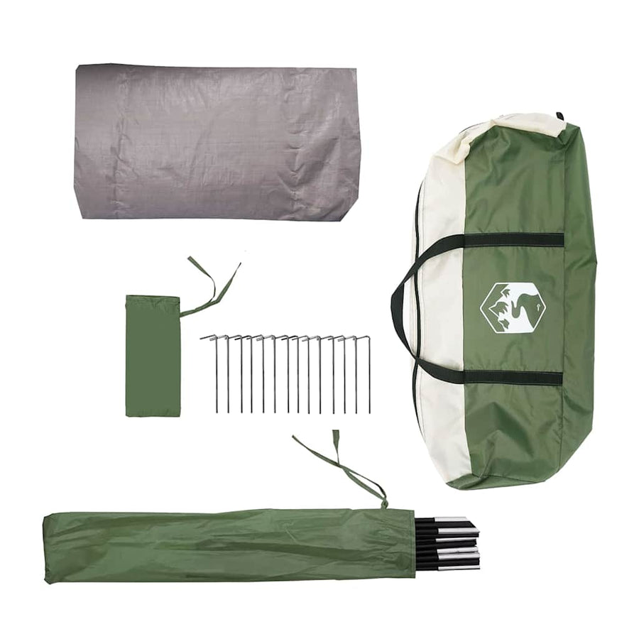 Tunneltent met dak met opslag Groen en Wit 328 x 228 x 115 cm