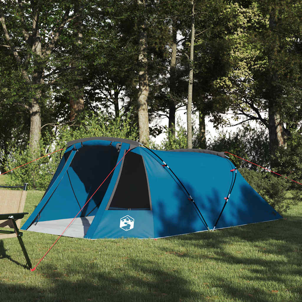 Tunneltent met dak met opslag Blauw en Grijs 328 x 228 x 115 cm