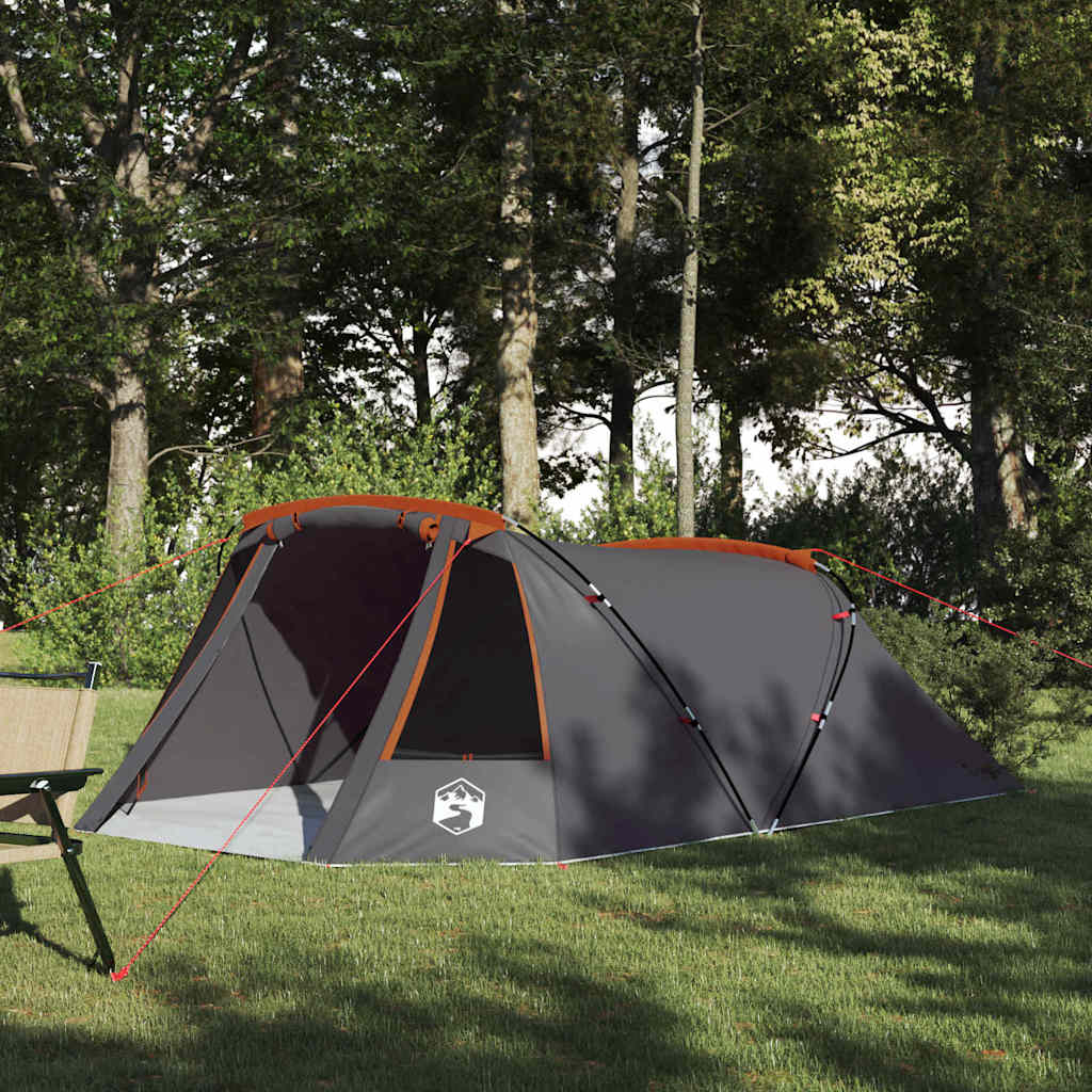 Tunneltent met dak Grijs en Oranje 328 x 228 x 115 cm
