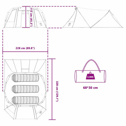 Tunneltent met dak Grijs en Oranje 328 x 228 x 115 cm