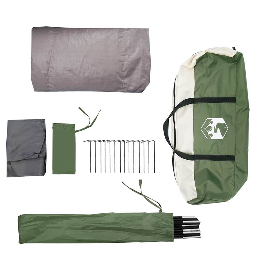 Tunneltent met dak met opslag Groen en Wit 318 x 275 x 140 cm