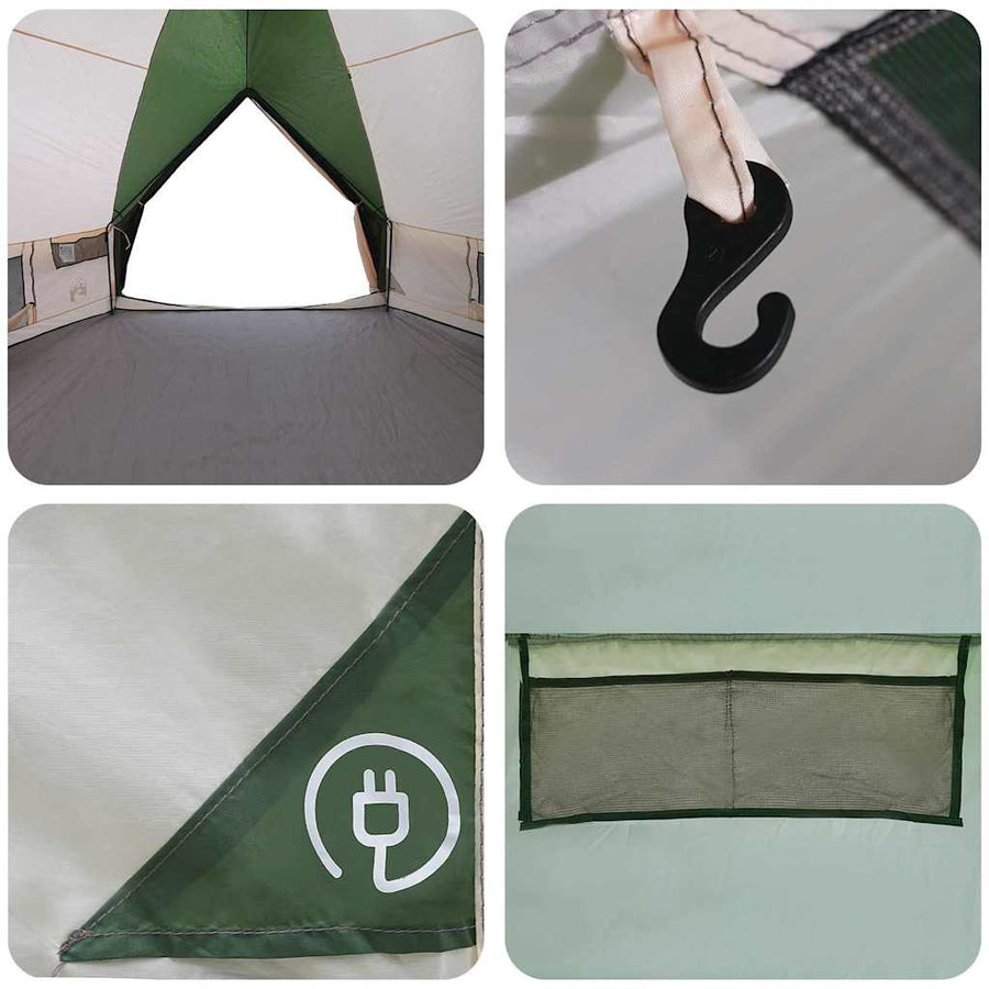 Teepee Tent met dak met opslag Groen en Wit 490 x 410 x 210 cm