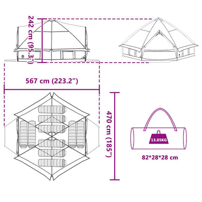 Teepee Tent met dak met opslag Groen en Wit 490 x 410 x 210 cm