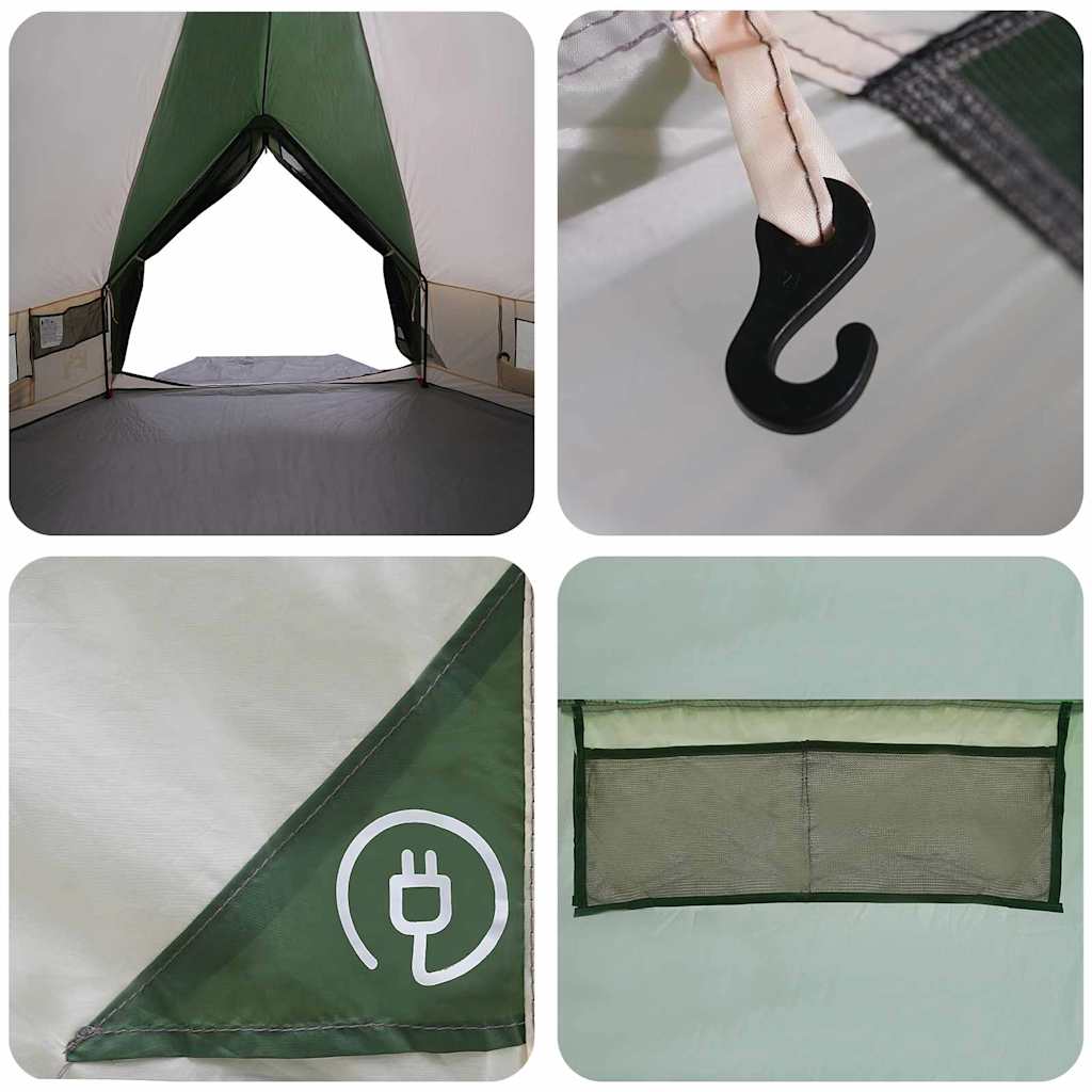 Teepee Tent met dak met opslag Groen en Wit 490 x 410 x 210 cm