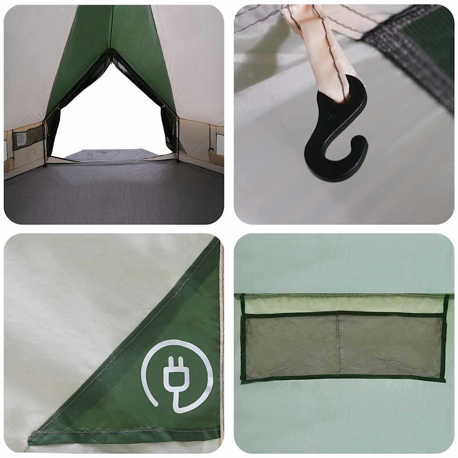 Teepee Tent met dak met opslag Groen en Wit 490 x 410 x 210 cm
