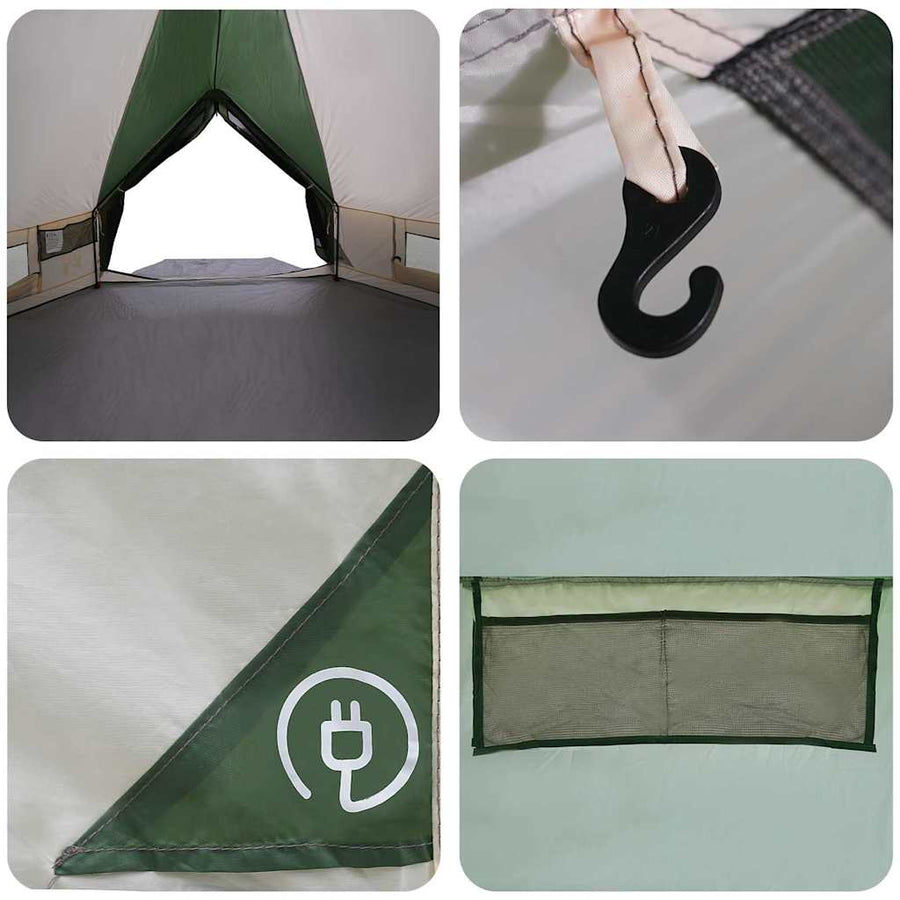 Teepee Tent met dak met opslag Groen en Wit 490 x 410 x 210 cm