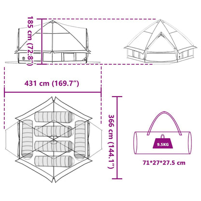 Teepee Tent met dak met opslag Groen en Wit 490 x 410 x 210 cm