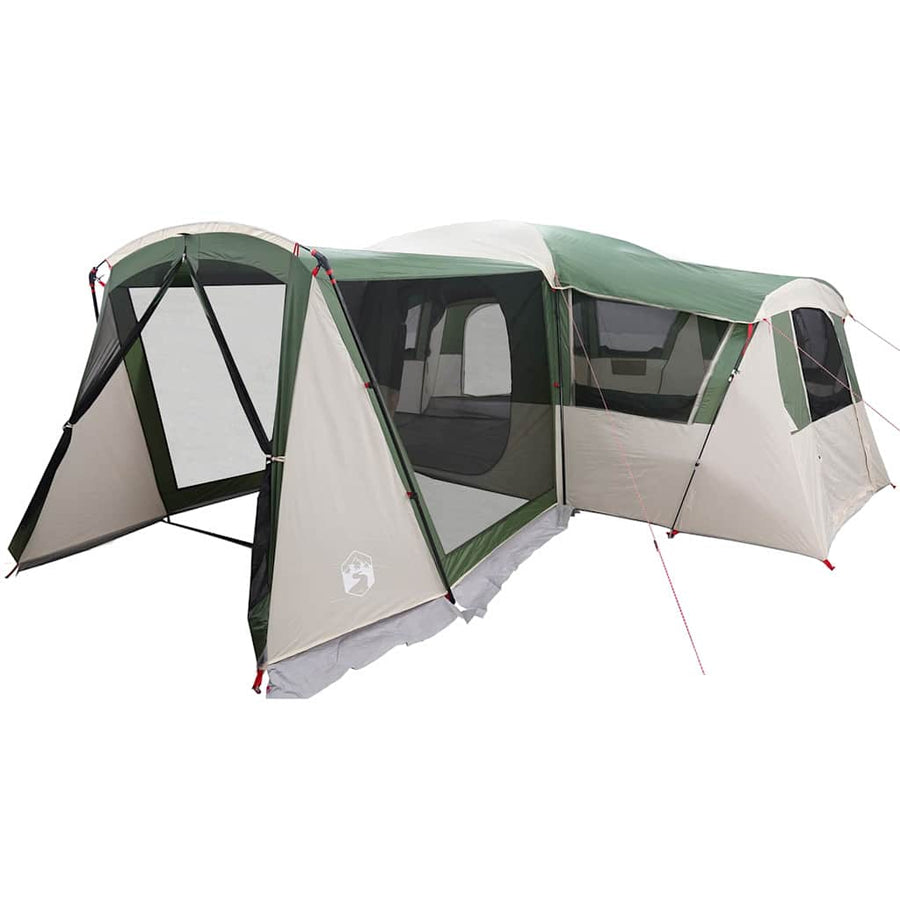 Gezinstent met dak met opslag Groen en Wit 745 x 700 x 217 cm