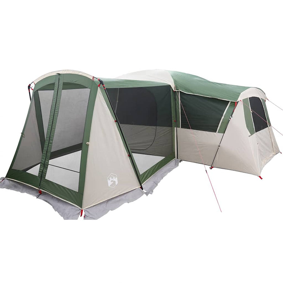 Gezinstent met dak met opslag Groen en Wit 745 x 700 x 217 cm