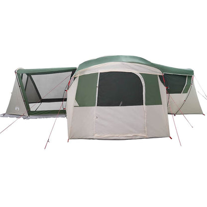 Gezinstent met dak met opslag Groen en Wit 745 x 700 x 217 cm