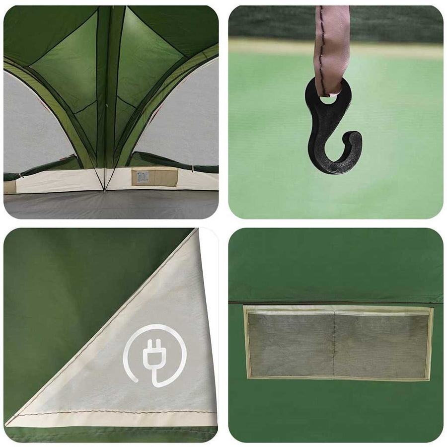 Gezinstent met dak met opslag Groen en Grijs 460 x 430 x 214 cm