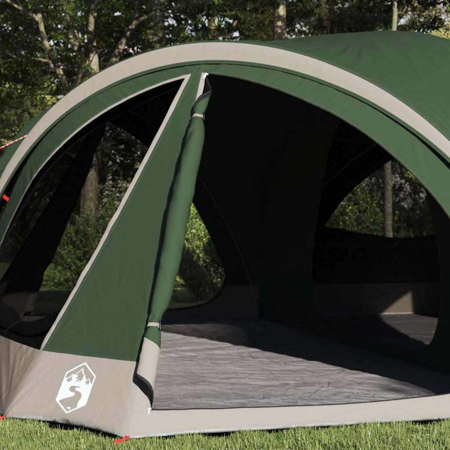 Gezinstent met dak met opslag Groen en Grijs 460 x 430 x 214 cm