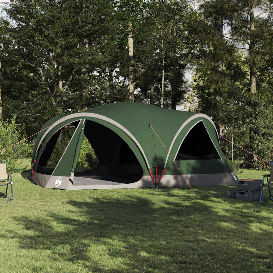Gezinstent met dak met opslag Groen en Grijs 460 x 430 x 214 cm
