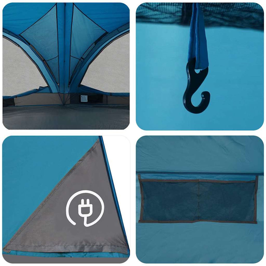 Gezinstent met dak met opslag Blauw en Grijs 460 x 430 x 214 cm