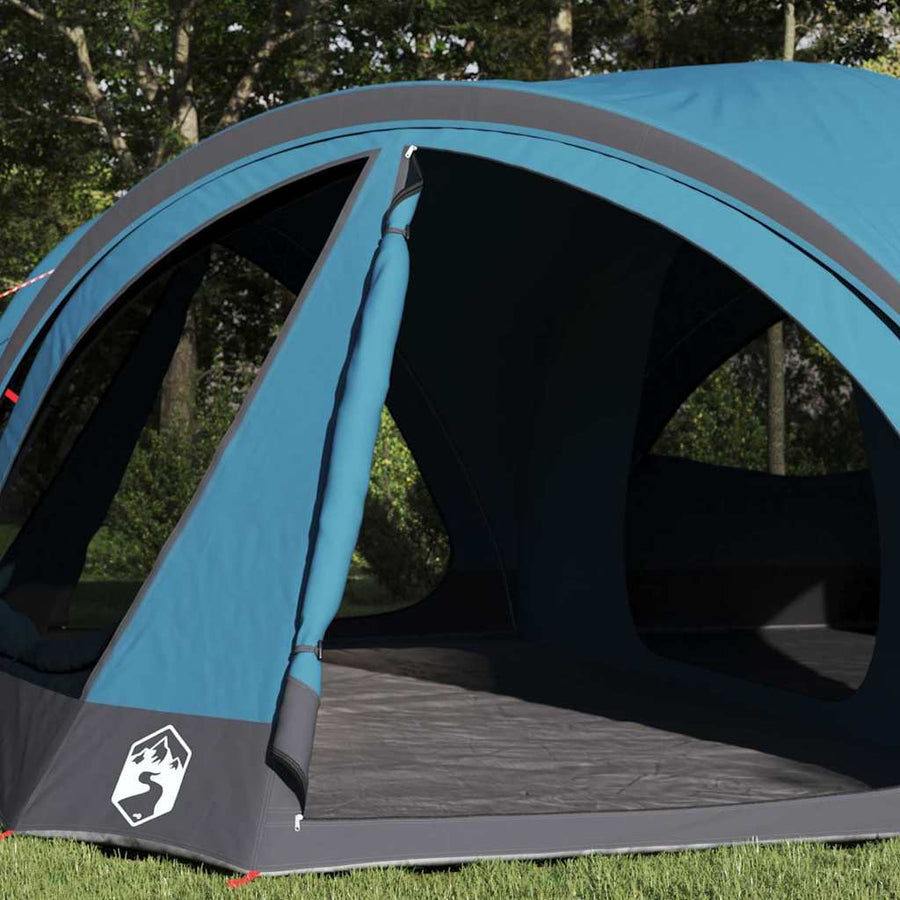 Gezinstent met dak met opslag Blauw en Grijs 460 x 430 x 214 cm