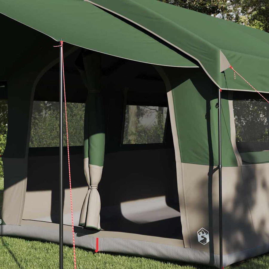 Gezinstent met dak met opslag Groen en Wit 324 x 255 x 230 cm